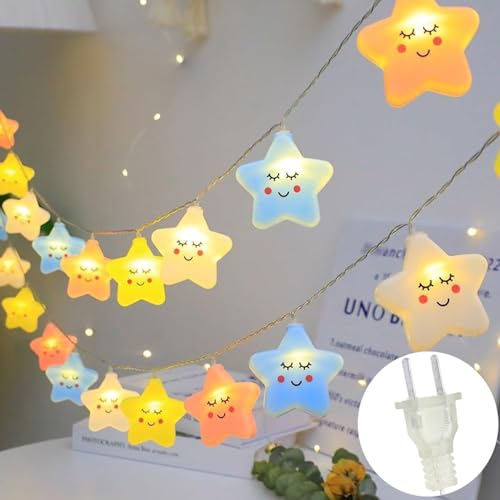 Image of Xenith 14 LED Smiling Cute Star Serial String Fairy Light Baby Night Light Cloud Light Cute Kids Night Lights for Decor Christmas Light Diwali Lighting for Home Decoration (Multicolor, 3.5 Meter)