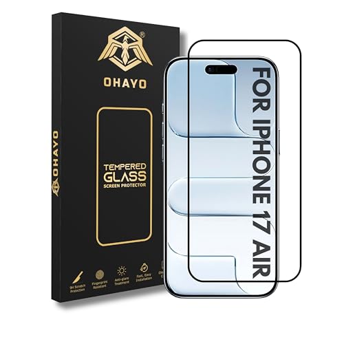 Image of OHAYO Military Strength Tempered Glass Screen Protector Compatible with iPhone 17 AIR (6.5 in) | 9H+ Hardness, Strong Protection, Full Screen Edge-to-Edge Cover, Scratch Resistant, Bubble-Free Install, Ultra HD Clarity,With installation kit