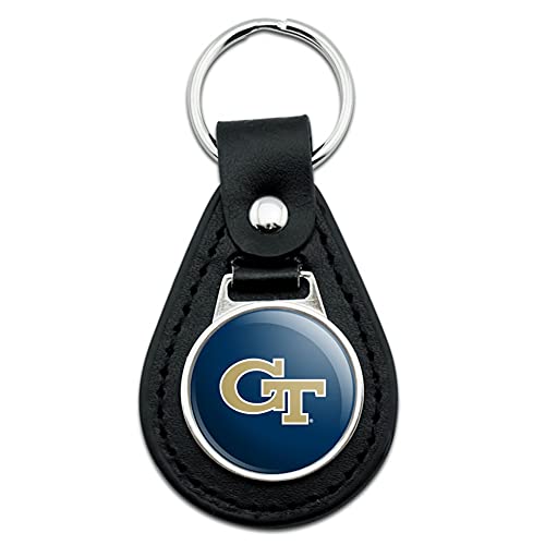 GRAPHICS & MORE Black Leather Georgia Tech Primary Logo Keychain