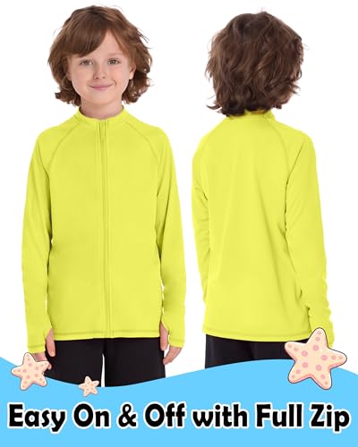 Image of Roadbox UPF 50+ Boys Zip Up Rash Guard Kids Long Sleeve Swim Shirt