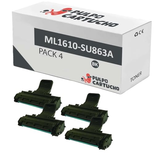 Pulpo Cartucho   Pack 4 Toner Genérico MLT D119S Negro Compatible con Samsung SU863A   Para ML 1610, ML 1615, ML 1620, ML 1625, ML 2010, ML 2015, ML 2020, ML 2510, ML 2520, ML 2570, SCX 4321, SCX 4521