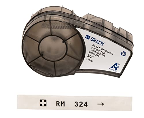Brady Polyester Tape for BMP21-PLUS; BMP21-LAB; BMP21, 9.53 mm x 6.40 m, Black on Transparent