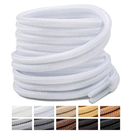 Image of Handshop 2 Pairs Round Boots Shoelaces, Heavy Duty Outdoor Shoe Laces | Replacement Shoestrings for Hiking, Running, Sporting Shoes and Work boots, Sturdy and Robust, 28 Colors, 30-63 inch Length