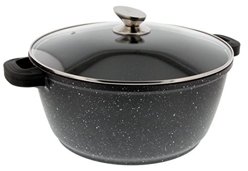 Pradel Excellence - 52342M - Faitout avec couvercle diamètre 32 cm. tous feux dont induction. Fonte d'Aluminium"Façon Pierre" Cover