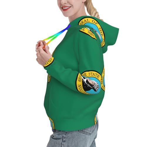 Sweat à capuche imprimé drapeau Washington pull extensible mode femme - 2