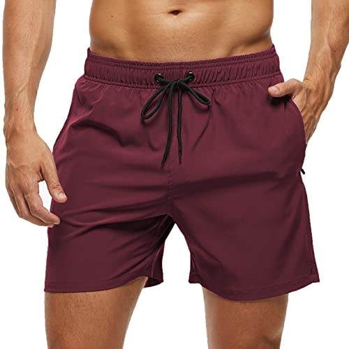YuKaiChen Men's Swim Trunks Quick-Dry Mesh Liner Beach Shorts Zipper Porket