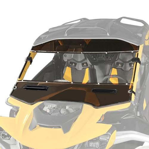 CUSAUTV Parabrisas delantero con ventilación completa compatible con accesorios Can-Am Maverick R 2024+ resistente a los arañazos, cubierta dura, ventana frontal de poliéster para Can Am Maverick R, R