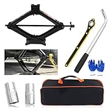 Scissor Jacks Set,2 Ton Portable Car Jack Kit with Lug Wrench & Scissor Jack Handle & Lug Nut Socket,Professional Tire Changing Kit as Auto Emergency Kits for Most Auto,SUV