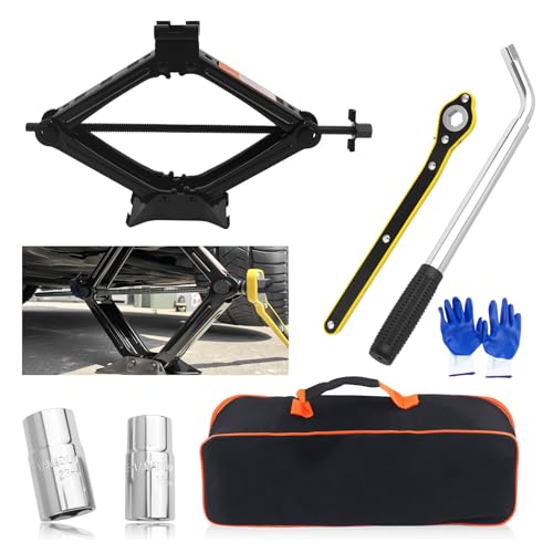 Scissor Jacks Set,2 Ton Portable Car Jack Kit with Lug Wrench & Scissor Jack Handle & Lug Nut Socket,Professional Tire Changing Kit as Auto Emergency Kits for Most Auto,SUV
