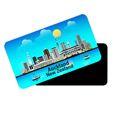 Image of dhcrafts Rectangular Rubber Fridge Magnet /Magnetic Card Blue New Zealand Auckland Design Pack of 1 (8.6cm x 5.4cm)