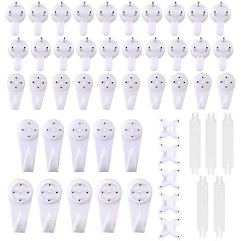 50 Pack Non-Trace Picture Hooks, plasterboard Picture Hooks for Picture Frame Wedding Photo Clock,White Cover