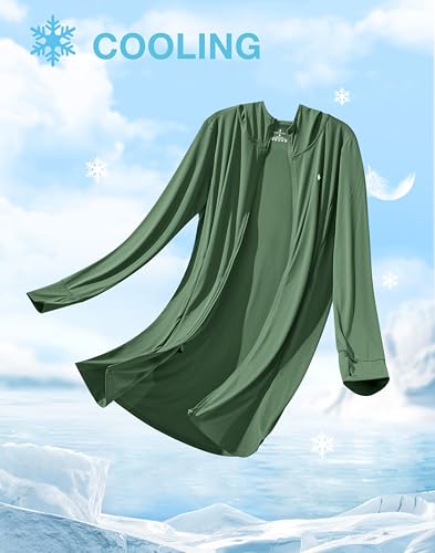 Soothfeel Women's UPF 50+ Swim Cover Up Sun Protection Hoodie SPF Lightweight Jacket Long Sleeve Beach Cover Ups for Women (Green,XL)