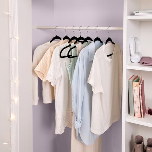 Cintres en velours noir gain de place Honey-Can-Do, cintres fins antidérapants pour dressing - 3