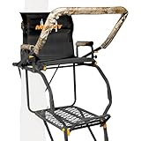 Muddy 1-Person Skybox Deluxe Steel Ladder Tree Stand, 20 ft Tall, 350 lb Capacity - Heavy-Duty Hunting Treestand with Flex-Tex Seat, Safety Harness, Adjustable Shooting Rail & Flip-Back Footrest