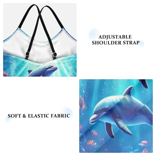 Marine Life Coral Dolphins Girls Swimsuit Bathing Suit Summer Beach Swimwear One Piece Swimsuits3