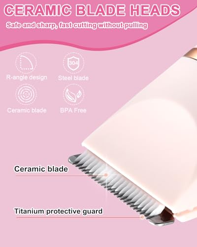 Bikini Trimmer Women Lady Shavers for Women for Bikini Legs Armpit Pubic Hair Trimmer for Womens,Electric Shaver for Womens,Ceramic Blades IPX7 Waterproof,Wet and Dry Use,Pink - Image 5
