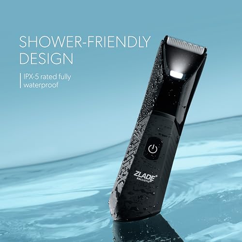 Image of Zlade Ballistic Lite Plus Manscaping Trimmer for Men | Full Body, Beard, Balls, Pubic Hair & Private Parts Groomer | SafeEdge Ceramic Blades, No Nicks or Cuts | 7000 RPM | Waterproof | 90 Mins Runtime