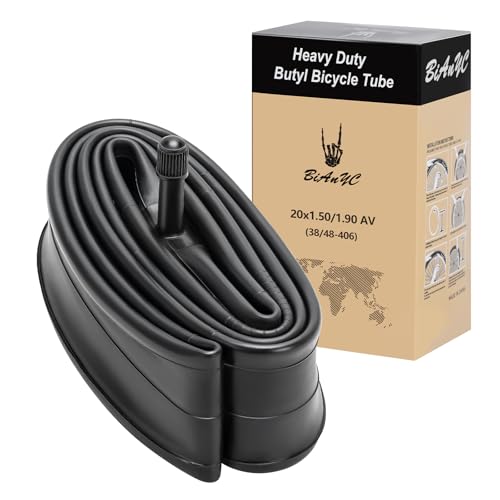 Heavy Duty 20 Inch Bike Tube 20x1.50/1.75/1.90 Bicycle Tube AV32MM Schrader Valve Compatible with 20 x 1.50-1.90 Bike Inner Tube-1 PC