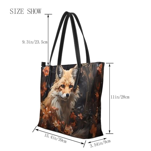 Fox and Flowers Stylish Waterproof Handbag for Women - Lightweight Travel Tote with Double-Sided Digital Print, Large Capacity2