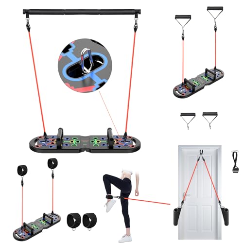 Premium Liegestützbrett Set Liegestützgriffe Push Up Board Verbessertes Konzept 2024 Liegestütze Brett Homeworkout 10 in 1 Push Up Bar Home Gym Liegestütze Fitnessgeräte für Zuhause