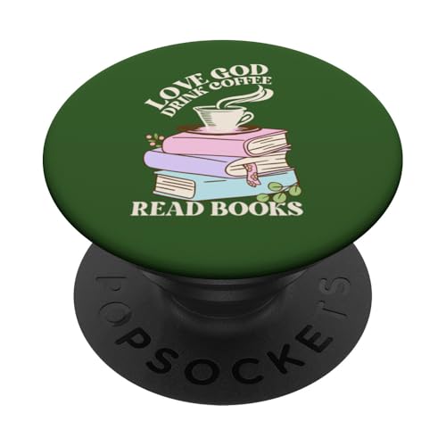 Love God Drink Coffee Read Books Lovers Retro Christian PopSockets PopGrip Adesivo