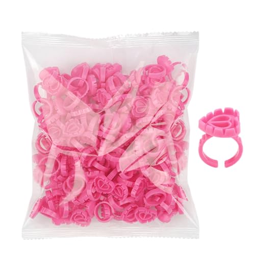 グルリング - テ用グルホルダー、使い捨て調整可能カップ100個 | プロフェッショナルラッシングキット用まつげリング、美容院でのインク、リップ製品、つけまつげのグラフトに適しています