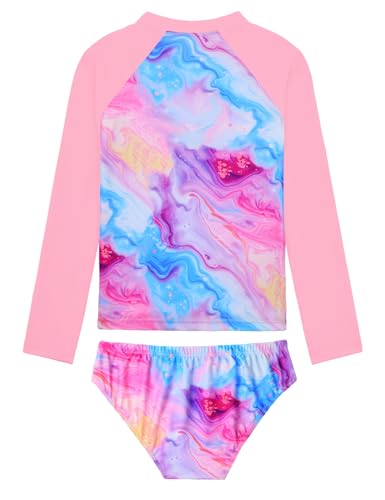 Image of Girls Rash Guard Swimsuit Two Pieces Adorable Swimswear Quick Dry Bathing Suit Long Sleeve