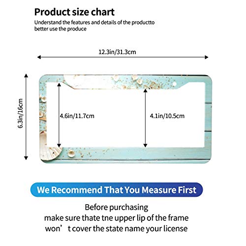 2Pack Car License Plate Frames,Sea Shell Beach Summer Starfish Board Aluminum Car Covers Frame With Screws Caps #TOP2
