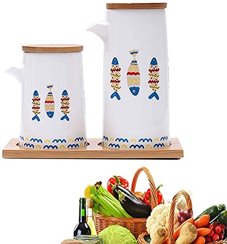 Houseware Oil and Vinegar Dispenser Bottle Ceramics Olive Sa...