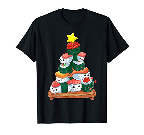Kawaii Arbre de Noël de avec Sushi Japonais T-Shirt