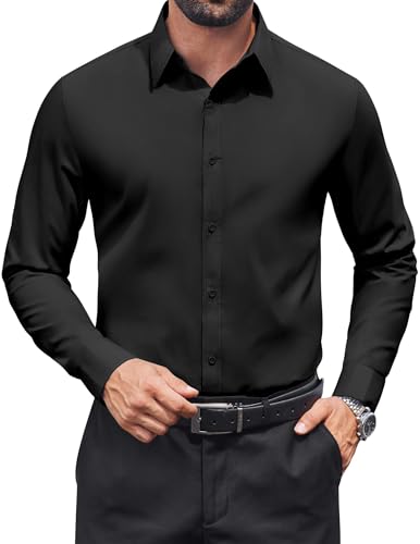 Chemise boutonnée coupe régulière COOFANDY en textile fluide anti-plis pour homme