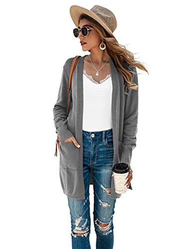 Image of TASAMO Cardigan Sweaters for Women Long Sleeve Open Front Casual Knit Fall Coat Oversized Soft Outwear with Pockets
