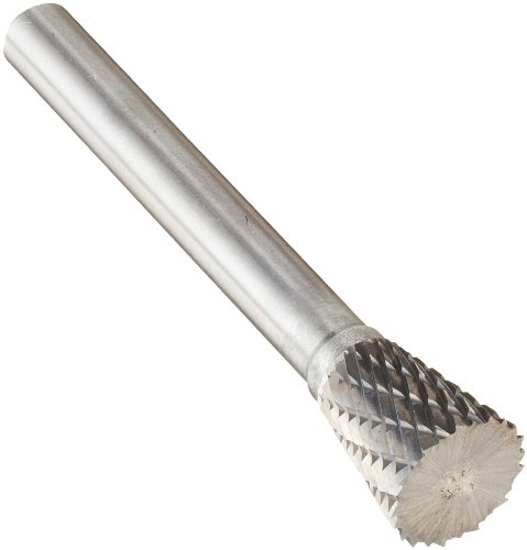 Image of Drill America SN-4 Carbide Burr /Rotary File Inverted Cone Double Cut for Die Grinder 1 /2 inch Dia. x 1 /2 inch Cut Length with 1 /4 inch Shank and 2-1 /4 inch Overall Length, DUL Series