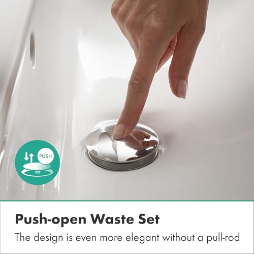 hansgrohe Zesis S - Waschtischarmatur mit Push-Open Ablauf, energiesparend (CoolStart), Wasserhahn Bad mit Auslaufhöhe 74 mm, Mischbatterie Waschbecken wassersparend (EcoSmart+), Chrom, 74715000