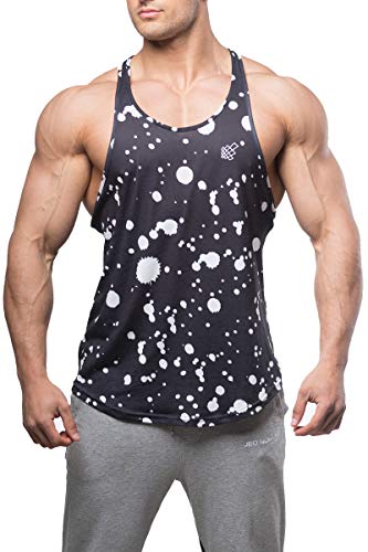 Jed North Bodybuilding Tank Top Gym Stringer Y-Back Muscle Racerback,Splash,X-Large
