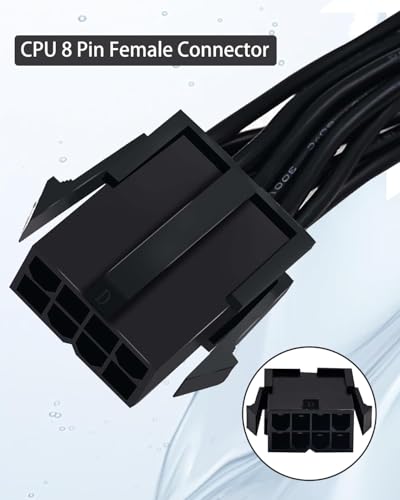 (Confezione da 2) Motherboard CPU ATX a 8 pin (4 + 4) Maschio per Femmina Estensione Cavo per alimentatori PSU da 9,5 pollici (24 cm) - Alimentatore - Immagine 3