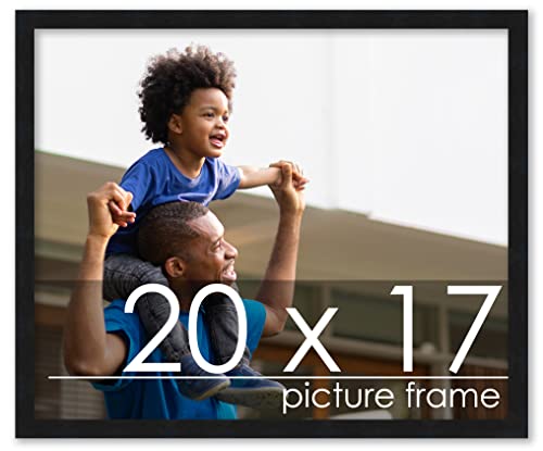 Poster Palooza 20x17 Contemporary Black Complete Wood Picture Frame with UV Acrylic Plexiglass, Foam Board Backing & Hardware Included