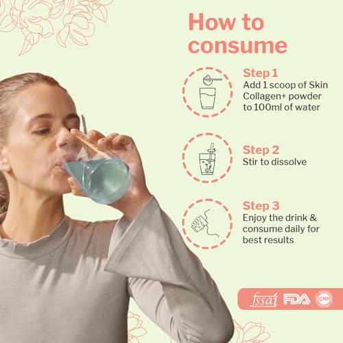 Image of Inaari Japanese Marine Collagen Powder | Type 1 and 3 Supplement | Contains Hyaluronic Acid, Glutathione, Vitamin C & E For Glowing Skin | Green Apple Flavor | 200 g