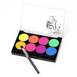 Topuality Kit de pintura para el cuerpo facial Pintura profesional a base de agua 8 Colores con 1 pincel No tóxico Sin sabor para disfraces de Halloween Rendimiento de fiesta de maquillaje