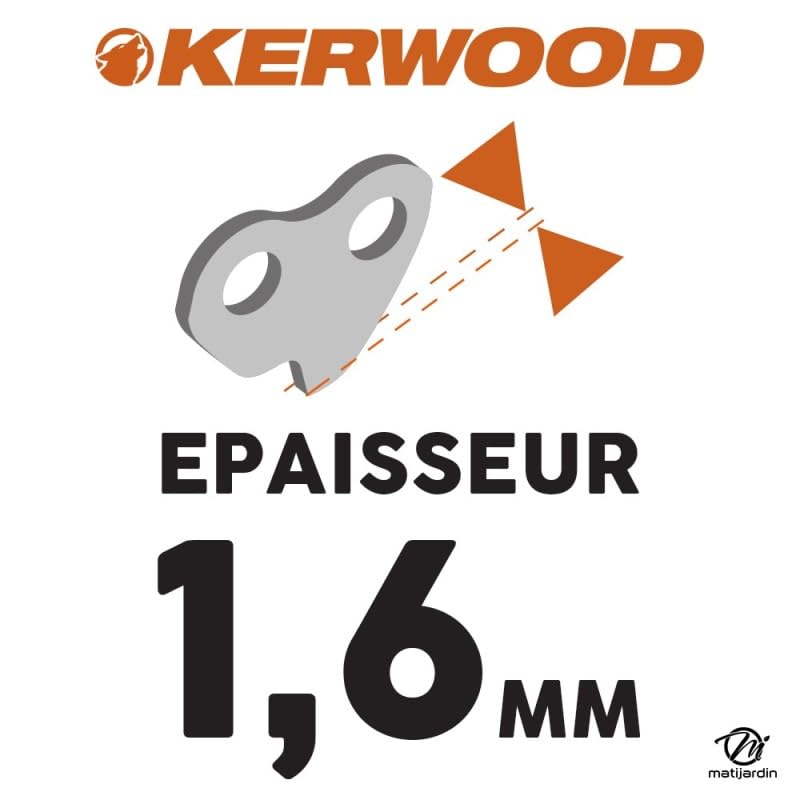 Matijardin - Chaîne Kerwood pour tronçonneuse 3/8" 1,6 mm. Rouleau 25 pieds. Gouge profil carré