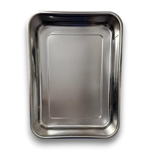 Bandeja de acero inoxidable rectangular grande multiusos apta para alimentos y lavavajillas 4