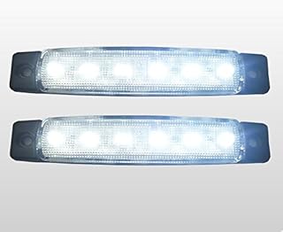 flexzon 2 Pcs Led White Clear Side Front Cab Marker Light Lamp 12V For Bus Truck Trailer Lorry HGV Camper
