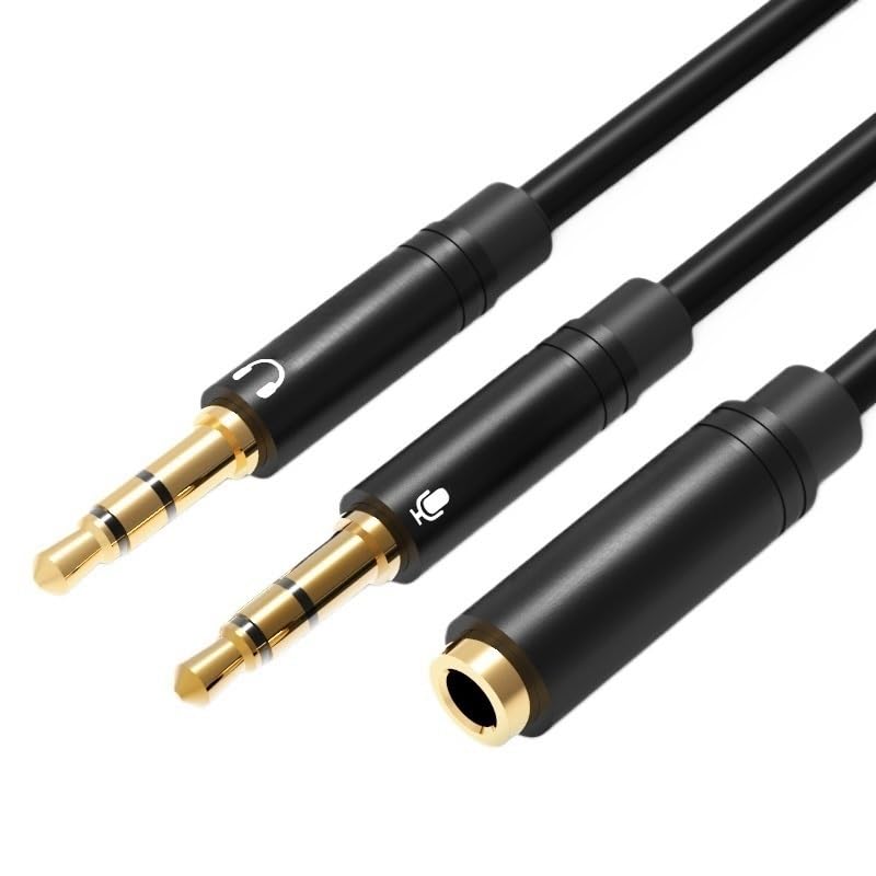 YWZBQL Wen ST Audio Extension Cable Headphone Splitter for Computer 3.5mm Female to 2 Male 3.5mm Mic Splitter Headset to PC Adapter 1m(BBUB,1m)
