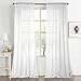 HUOLEO Zasłona przezroczysta, z woalu, dekoracyjna zasłona, 2 sztuki, karnisz do sypialni, salonu, biała, szer. 72 x dł. 96