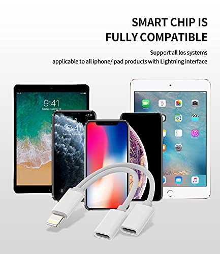 Converter Compatible With Iphone Headphone Adapter Compatible For Lightning Double To Audio Jack And Charger Earphone Charging Splitter 11 12 Mini Pro Xs Xr X 7 8 Plus Connector For Ipad Air For Apple #TOP3