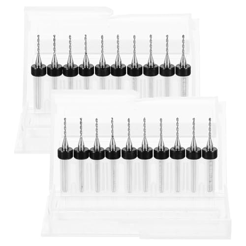 QUARKZMAN 2 Set (20 Stück) PCB Bohrersatz 1/8 Schaft 1,1mm, Wolframkarbid Mikro Spiralbohrer Werkzeuge Für Leiterplatten Schmuck Plastik Holz Weichmetall