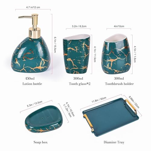 Accesorios de baño juego de accesorios baño moderno de 6 piezas verde 3