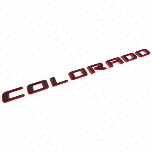 Image of 1Pc 21+ Colorado Fender /Tailgate Badge 3D Logo Emblem Truck Sport Nameplate Letter Replacement for Colorado (Black Red)