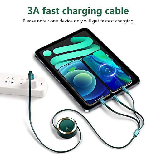 4Ft/1.2M Multi Retractable Fast Charger Cord 3A,3-In-1 Usb Charging Cable For Ip/Type-C/Micro-Usb Compatible With Iphone, Ipad Mini/Pro/Air, Ipod,Samsung,Blackberry,Lg,Htc (Green+Orange) #TOP6
