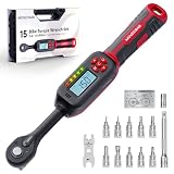 MOVECRAB Chiave dinamometrica digitale 1/4 di pollice, 1.5-30 Nm (1.1-22.1 ft-lb), Acciaio S2, adatto per mountain bike, armaioli e manutenzione biciclette, con chiavi freno 8/10 mme bussole